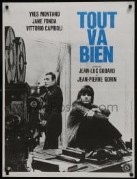 5y209 TOUT VA BIEN French 24x32 1972 Jean-Luc Godard, cool image of movie camera & Jane Fonda!