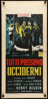 5y886 EVERYBODY WANTS TO KILL ME Italian locandina 1957 Peter Van Eyck, Symeoni artwork!