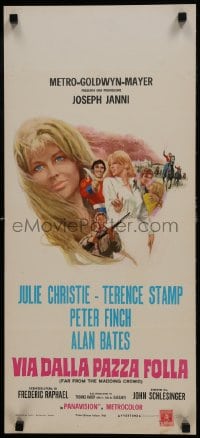 5y887 FAR FROM THE MADDING CROWD Italian locandina 1968 close-up art of Julie Christie, Peter Finch!