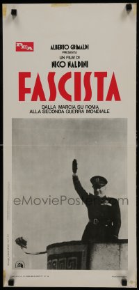 5y888 FASCISTA Italian locandina 1974 Facist, image of Benito Mussolini saluting on balcony!