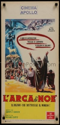 5y946 NOAH'S ARK Italian locandina R1960 Michael Curtiz, the flood that destroyed the world!