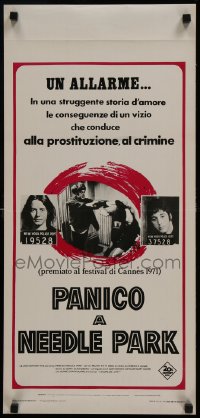 5y954 PANIC IN NEEDLE PARK Italian locandina 1972 heroin addicts, cool different colorful Ruminski art!