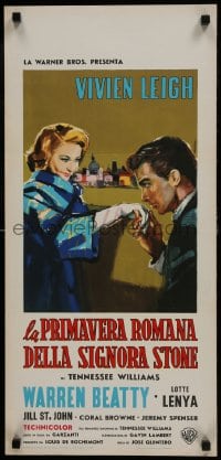 5y963 ROMAN SPRING OF MRS. STONE Italian locandina 1961 Acerbo art of Warren Beatty & Vivien Leigh!