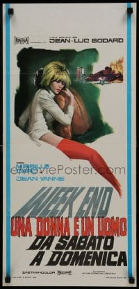 5y996 WEEK END Italian locandina 1968 Jean-Luc Godard, different art of sexy Mireille Darc!