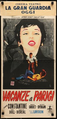 5y999 YOURS TRULY BLAKE Italian locandina 1954 art of Eddie Constantine fighting & Daniel Godet!