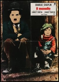5y839 KID Italian 26x36 pbusta R1960s great image of Charlie Chaplin & Jackie Coogan!