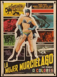5y009 BATWOMAN Mexican poster 1967 Maura Monti, great art of sexy superhero by Huseyin!