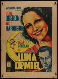 5y011 OVER THE MOON Mexican poster 1940 Merle Oberon, Harrison, Juan Antonio Vargas Ocampo art!