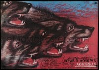 5y724 FIGHT FOR MOSCOW Polish 26x37 1989 wild Andrzej Pagowski art of wolf pack!