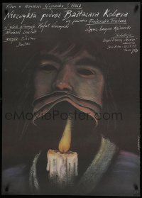 5y775 NIEZWYKLA PODROI BALTAZARA KOBERA Polish 27x37 1988 Pagowski art of candle w/human mask!