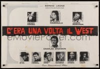 5y827 ONCE UPON A TIME IN THE WEST 2-sided Italian trade ad 1969 Cardinale, Fonda & Robert Ryan!