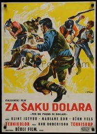5y245 FISTFUL OF DOLLARS Yugoslavian 20x27 1965 Leone, Clint Eastwood, different generic art!