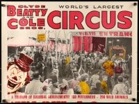 5z366 CLYDE BEATTY - COLE BROS CIRCUS 21x28 circus poster 1960s crowd going into the main entrance!