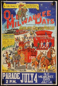5z377 SCHLITZ 14x21 circus poster 1966 Circus Parade, Clydesdales!