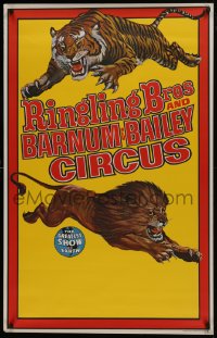5z376 RINGLING BROS & BARNUM & BAILEY CIRCUS 28x43 circus poster 1969 art of a lion and a tiger!