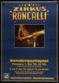 5z008 ZIRKUS RONCALLI 33x47 German circus poster 1982 image of gold-covered acrobats!