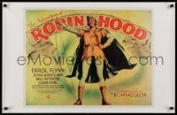5z867 ADVENTURES OF ROBIN HOOD 22x34 commercial poster 1980s art of Errol Flynn & De Havilland!