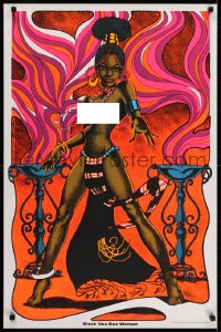 5z879 BLACK VOO DOO WOMAN 23x35 commercial poster 1972 blacklight art of sexy topless woman!