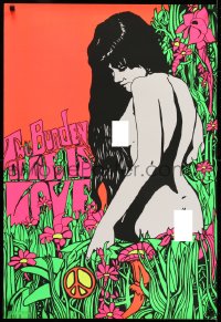 5z882 BURDEN OF LIFE IS LOVE 24x35 commercial poster 1969 blacklight, naked woman in a field!