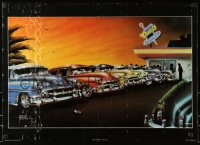 5z890 DUKE'S BURGERS 20x28 commercial poster 1980 Mike Pickel art of vintage cars at diner!