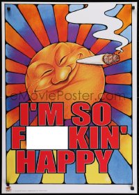5z915 I'M SO F**KIN' HAPPY 24x34 English commercial poster 2000s baked sun smoking a joint!