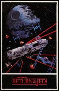 5z934 RETURN OF THE JEDI 22x34 commercial poster 1983 image of the Millennium Falcon in battle!