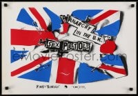 5z940 SEX PISTOLS 17x24 commercial poster 1980s Anarchy in the U.K., Union Jack art by Jamie Reid!