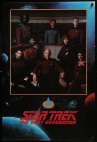 5z950 STAR TREK: THE NEXT GENERATION 24x36 commercial poster 1991 Stewart and top cast on bridge!