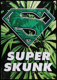 5z956 SUPER SKUNK 24x33 commercial poster 1990s wacky image of Superman logo over marijuana!