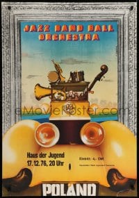 5z249 JAZZ BAND BALL ORCHESTRA Polish 27x38 1976 concert, cool, wild artwork by E. Salwierz!