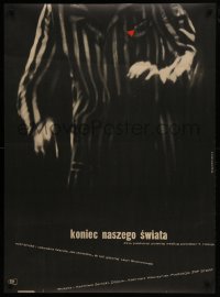 5z020 END OF OUR WORLD Polish 30x41 1964 Holdanowicz artwork of concentration camp prisoner!