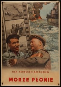 5z025 MORZE PLONIE Polish 33x47 1950s Russian seafaring action thriller movie, please help!
