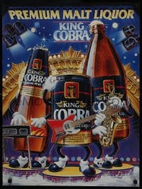 5z464 ANHEUSER-BUSCH 20x27 advertising poster 1980s King Cobra beer, wacky band on stage!