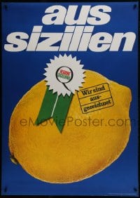 5z154 AUS SIZILIEN 36x51 Italian advertising poster 1960s close-up image of a lemon w/ribbon!