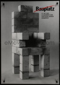 5z410 BAUPLATZ 24x33 German stage poster 1985 wild image of some sort of chair by Holger Matthies!