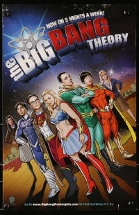 5z835 BIG BANG THEORY tv poster 2011 completely different art of cast as superheroes!