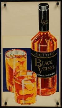 5z487 BLACK VELVET 14x25 advertising poster 1960s great art of bottle, it's a window decal!