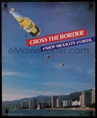 5z515 CORONA EXTRA 18x22 advertising poster 1986 parasailing over the ocean, cross the border!