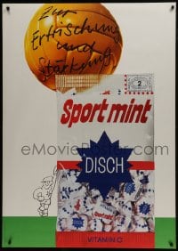 5z165 DISCH 36x51 Swiss advertising poster 1960s cool image of the mints in a bag underneath ball!
