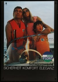 5z168 EVER FLOAT 36x51 Swiss advertising poster 1960s boating family wearing flotation jackets!