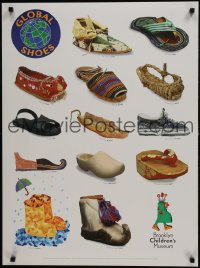 5z556 GLOBAL SHOES 2-sided 23x31 museum/art exhibition 2000 many different shoes and info!