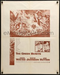 5z673 GREEN BERETS 22x28 special poster 1968 John Wayne, David Janssen, Jim Hutton, cool Vietnam War art!