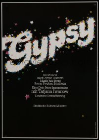 5z431 GYPSY 24x33 German stage poster 1990s Sondheim, wonderful title art by Gunter Schmidt!