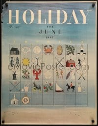5z681 HOLIDAY 22x28 special poster 1947 calendar art of different state symbols, for June!