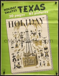 5z685 HOLIDAY 22x28 special poster 1948 Texas, really cool oil well art, October!