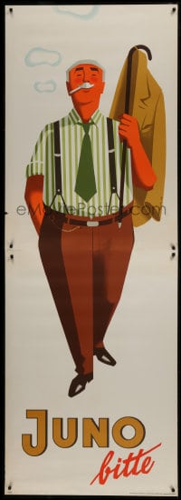 5z183 JUNO cane style litfass 33x94 German advertising poster 1950s Walter Muller smoking art!