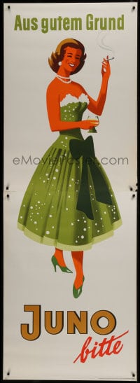 5z186 JUNO gown style litfass 33x94 German advertising poster 1950s Walter Muller gown art!