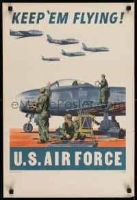 5z700 KEEP 'EM FLYING 17x25 special poster 1950s Air Force, Noel Sickles art of Sabre fighter jets!