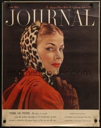 5z706 LADIES' HOME JOURNAL 22x28 special poster 1948 great art of woman with fur, January!