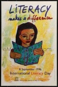 5z723 LITERACY MAKES A DIFFERENCE 16x24 special poster 1986 UNESCO, International Literacy Day!